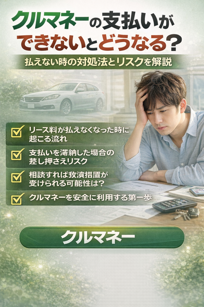 クルマネーの支払いができないとどうなる?滞納時のリスクと対処法を解説
