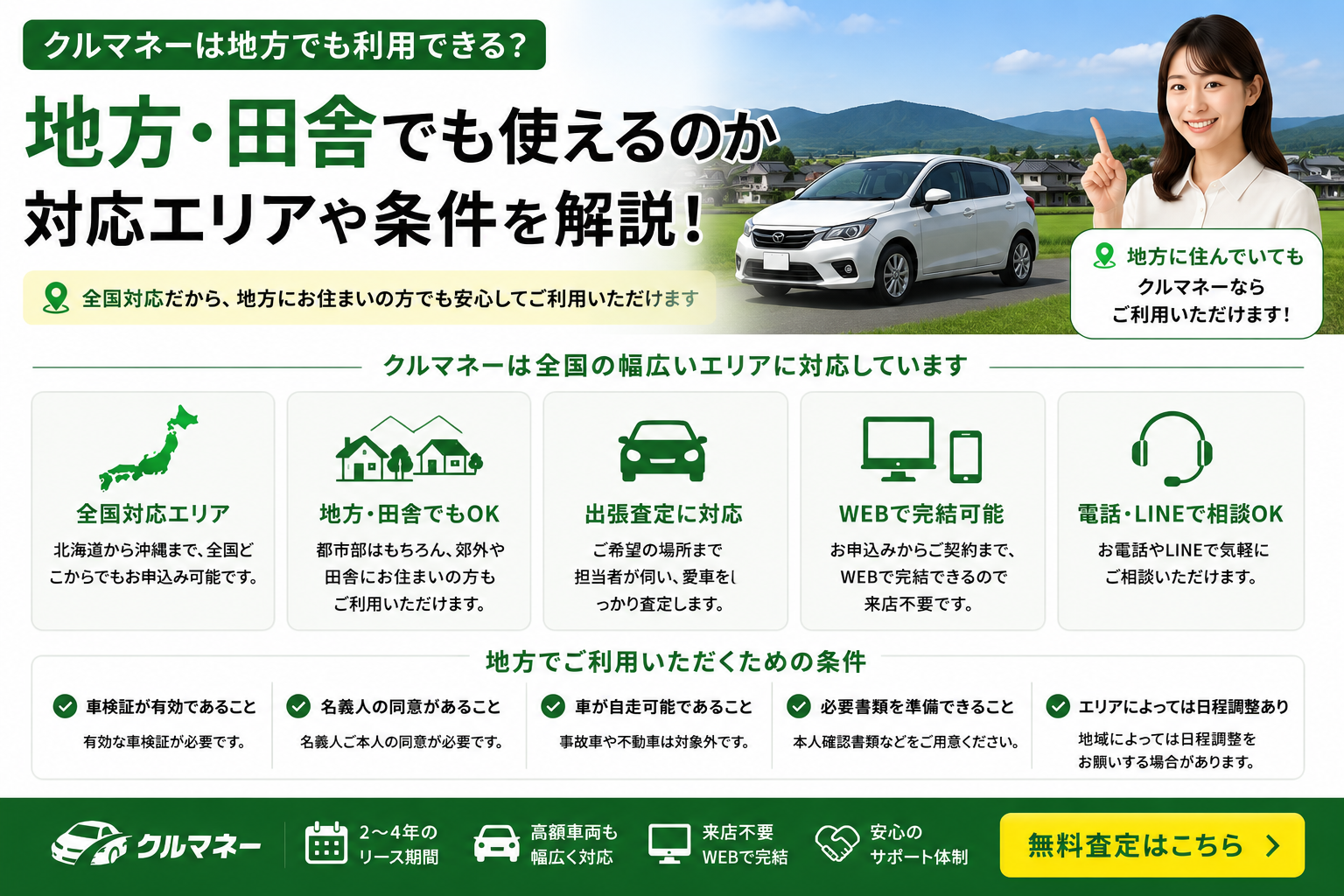 クルマネーは地方でも利用できるのか対応エリアや条件を解説